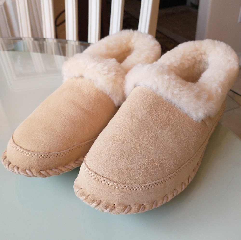 Vintage Genuine Shearling Eddie Bauer Slippers 8M PRISTINE